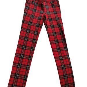 Y2K red plaid skinny stretch pants by Sanctuary, elastic, 2000s